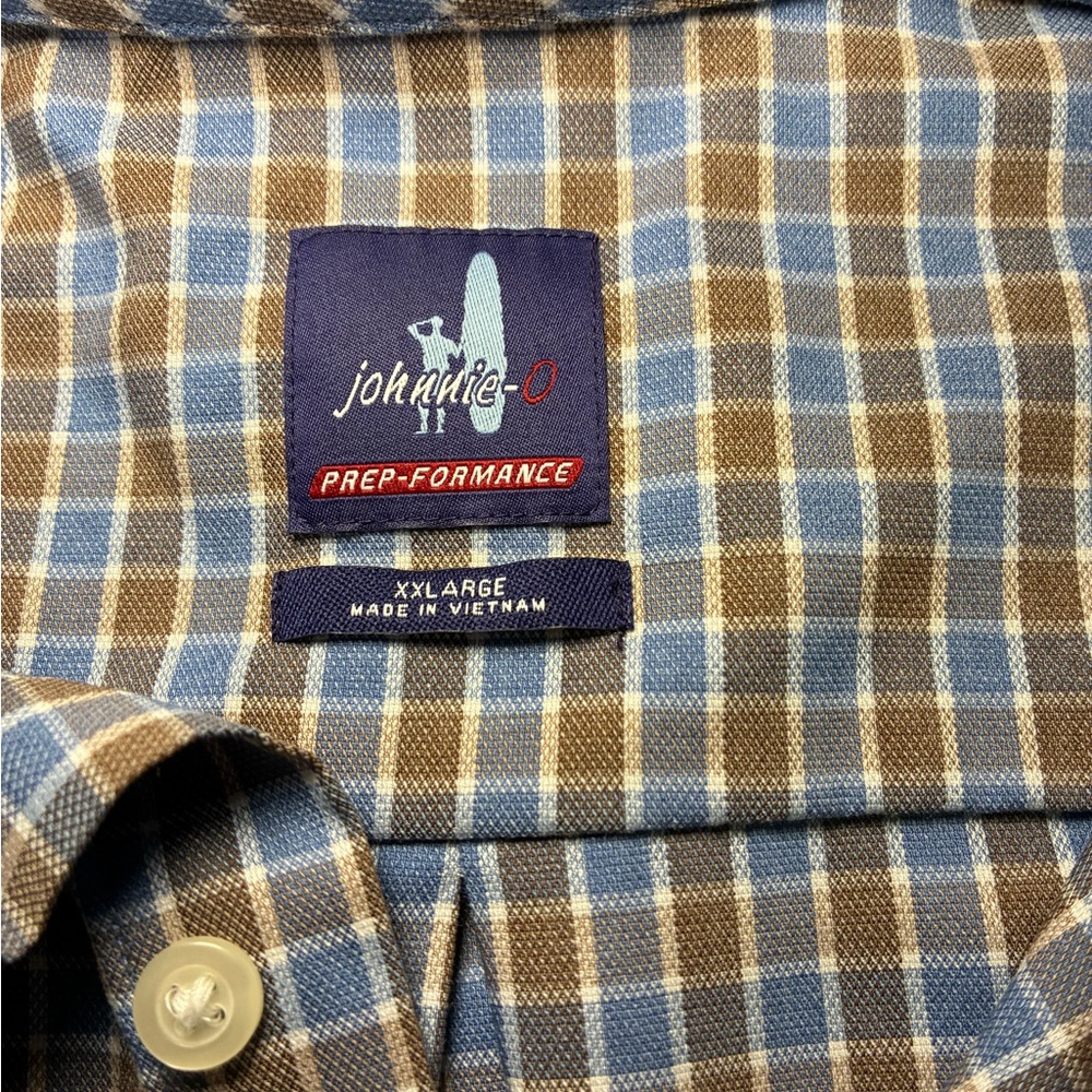 Lot of 2 johnnie-O Prep-Formance Gingham Button Down Shirts Mens XXL Purple Blue - Picture 9 of 11